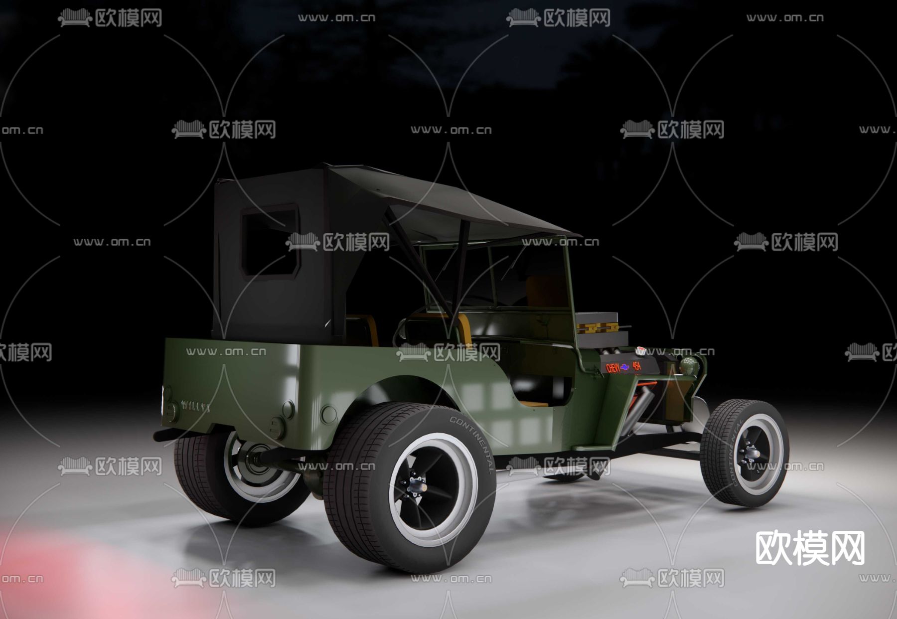 老爷车 吉普车su模型下载（渲染图4）