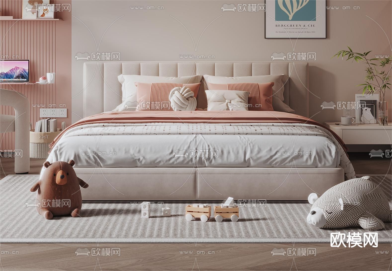 小孩床 双人床3d模型下载