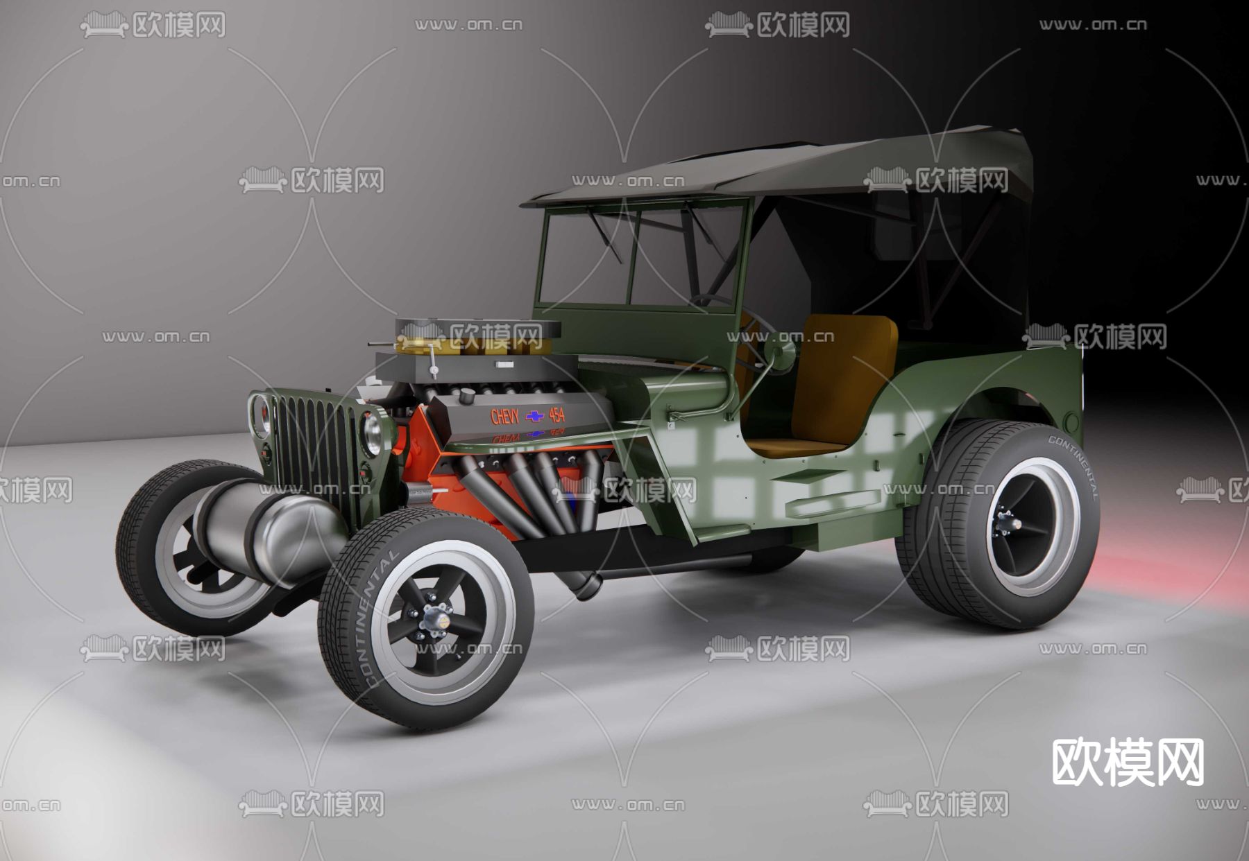 老爷车 吉普车su模型下载（渲染图1）