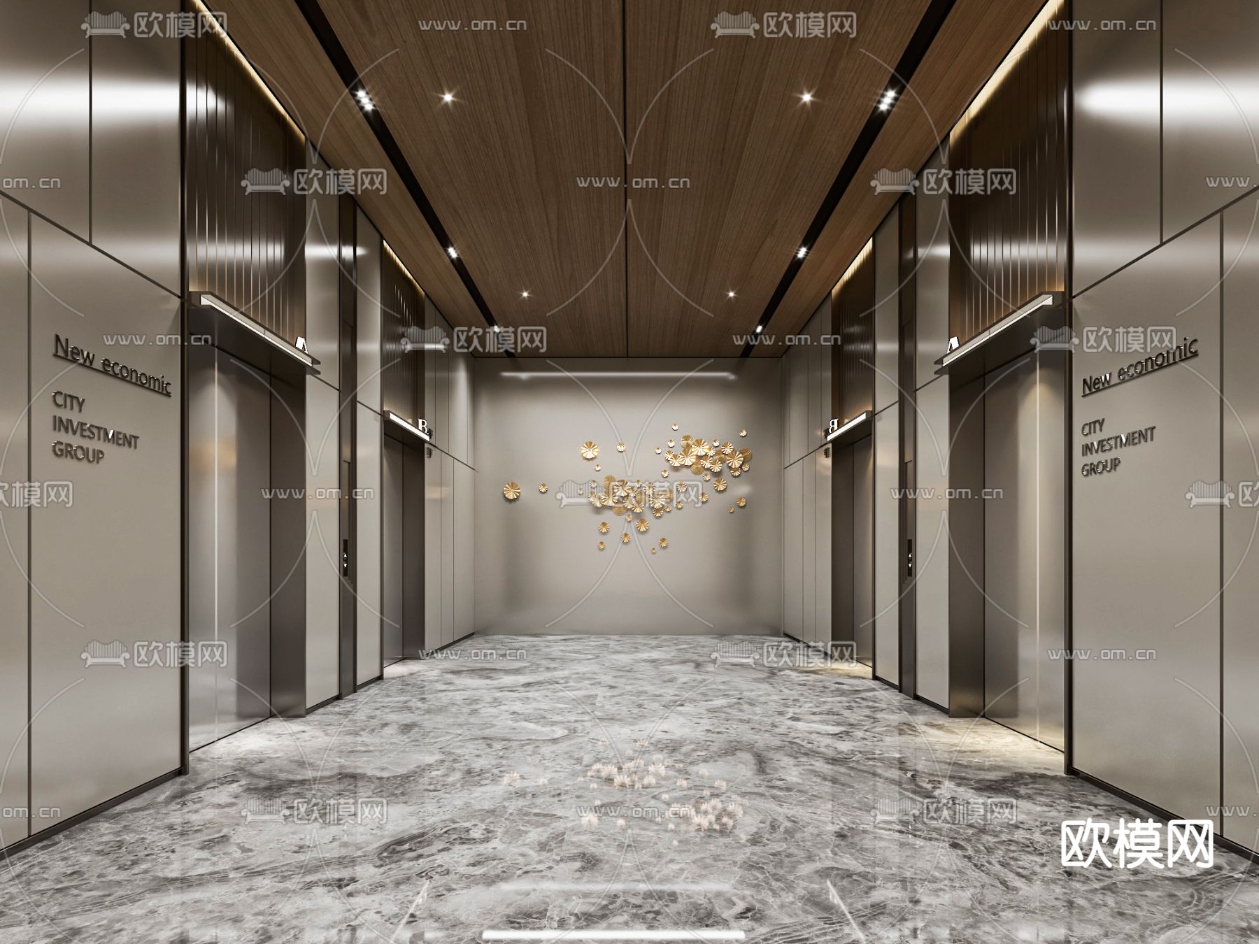 办公楼电梯厅 电梯间3d模型下载