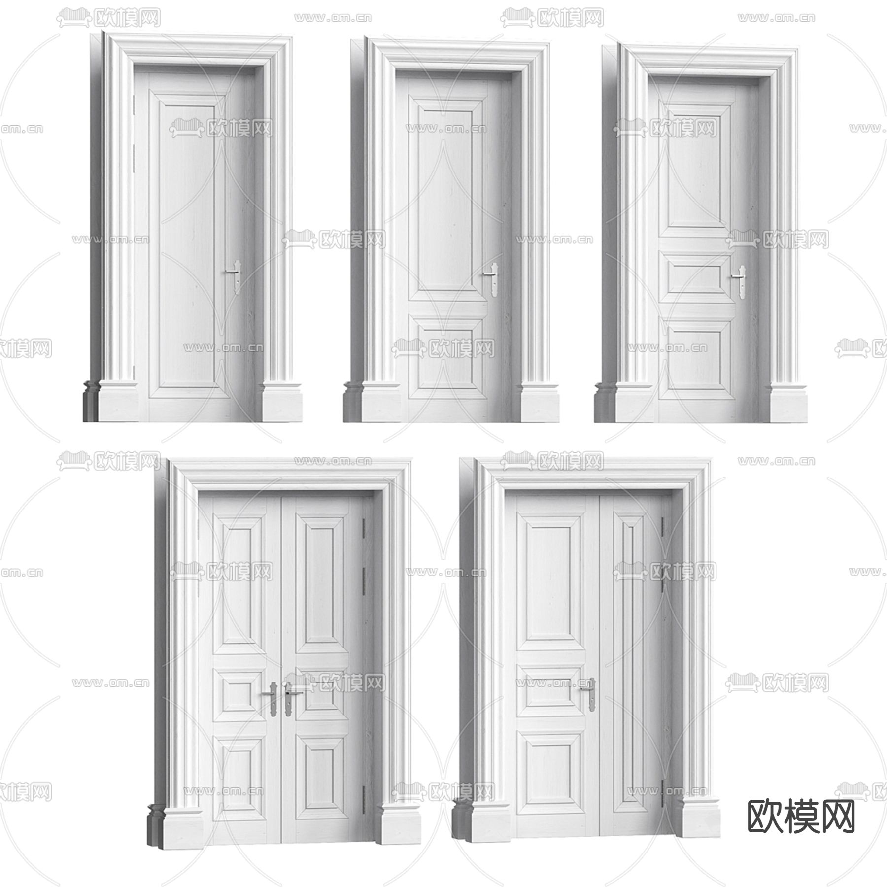 单开门 双开门 子母门 房门3d模型下载_ID14303262_3dmax免费模型-欧模网