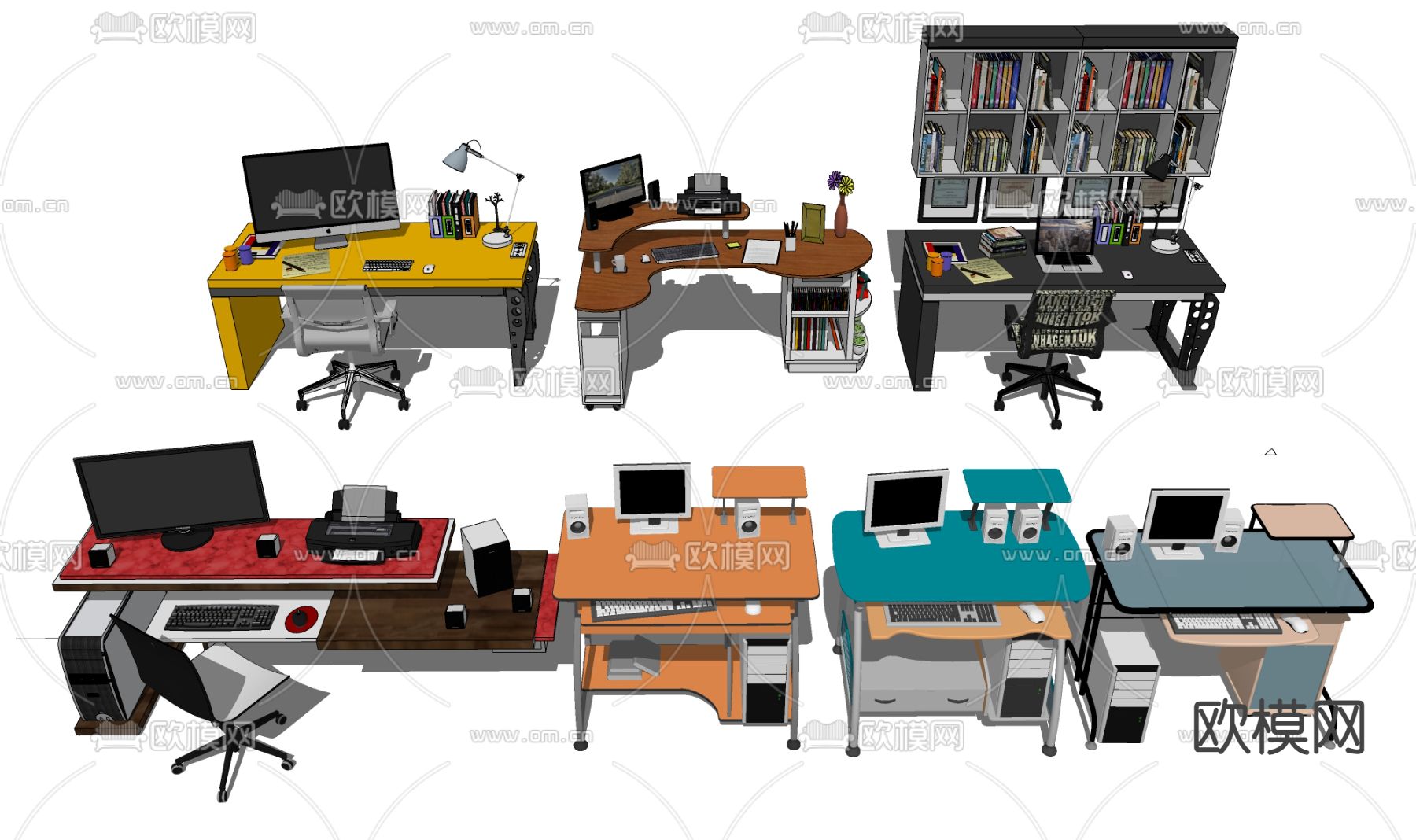 办公桌 工作台su模型下载（渲染图1）