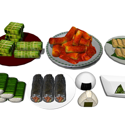  饭团 年糕 粽子su模型 