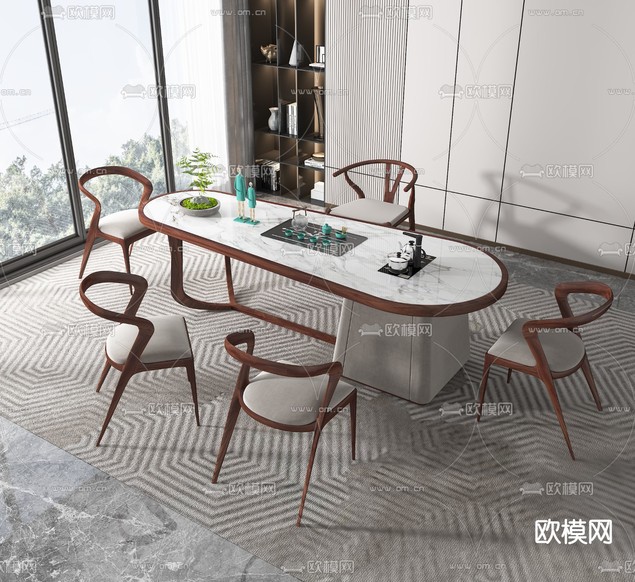 新中式茶桌 茶台3d模型下载