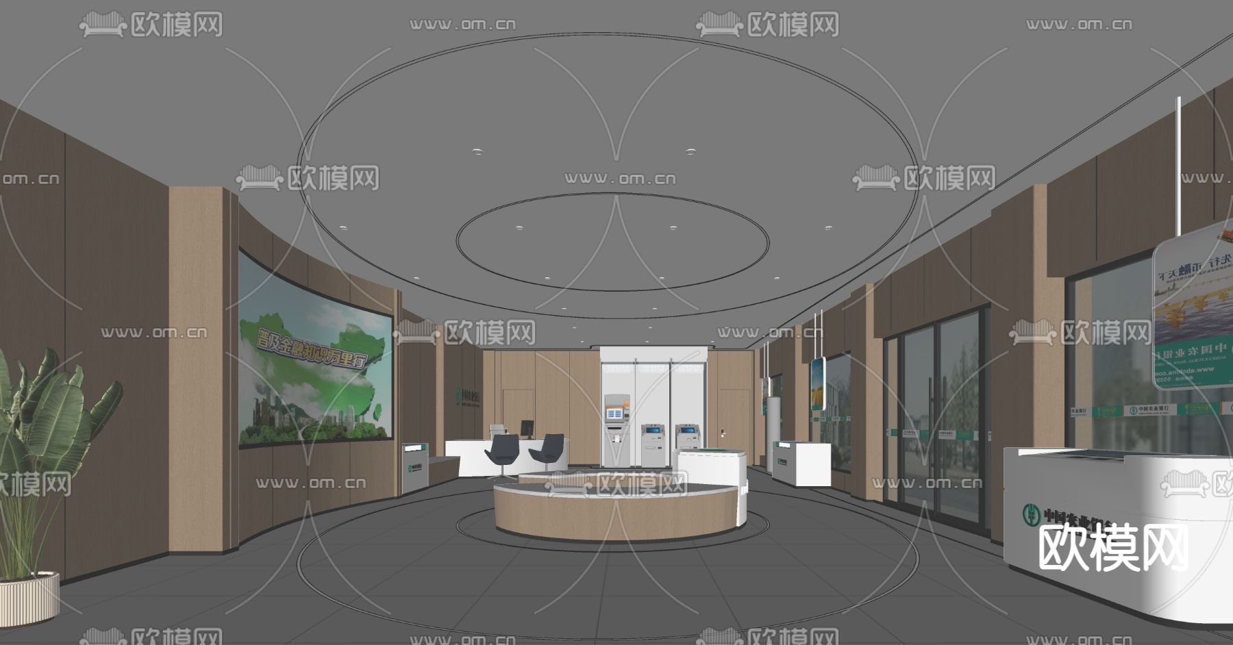 现代农业银行su模型下载（渲染图2）