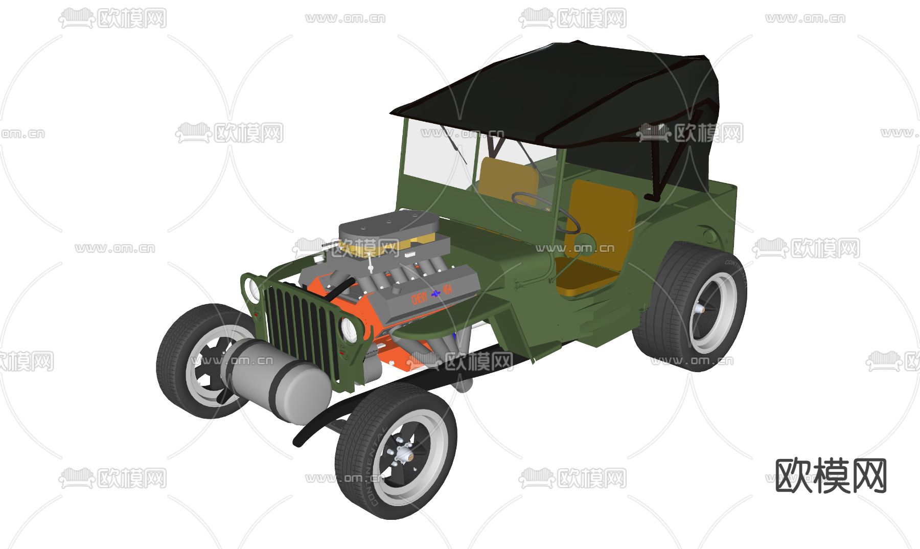 老爷车 吉普车su模型下载（渲染图2）