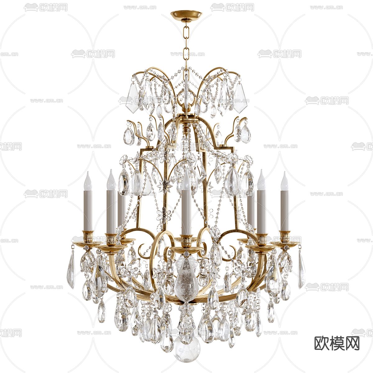 欧式水晶吊灯 大堂灯3d模型下载（渲染图1）