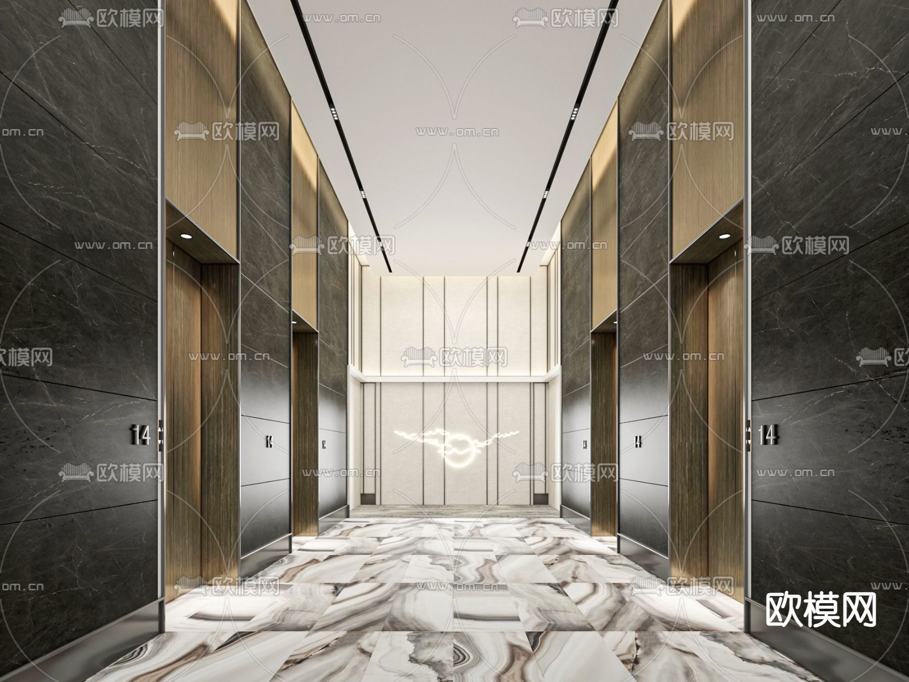 酒店电梯厅3d模型下载