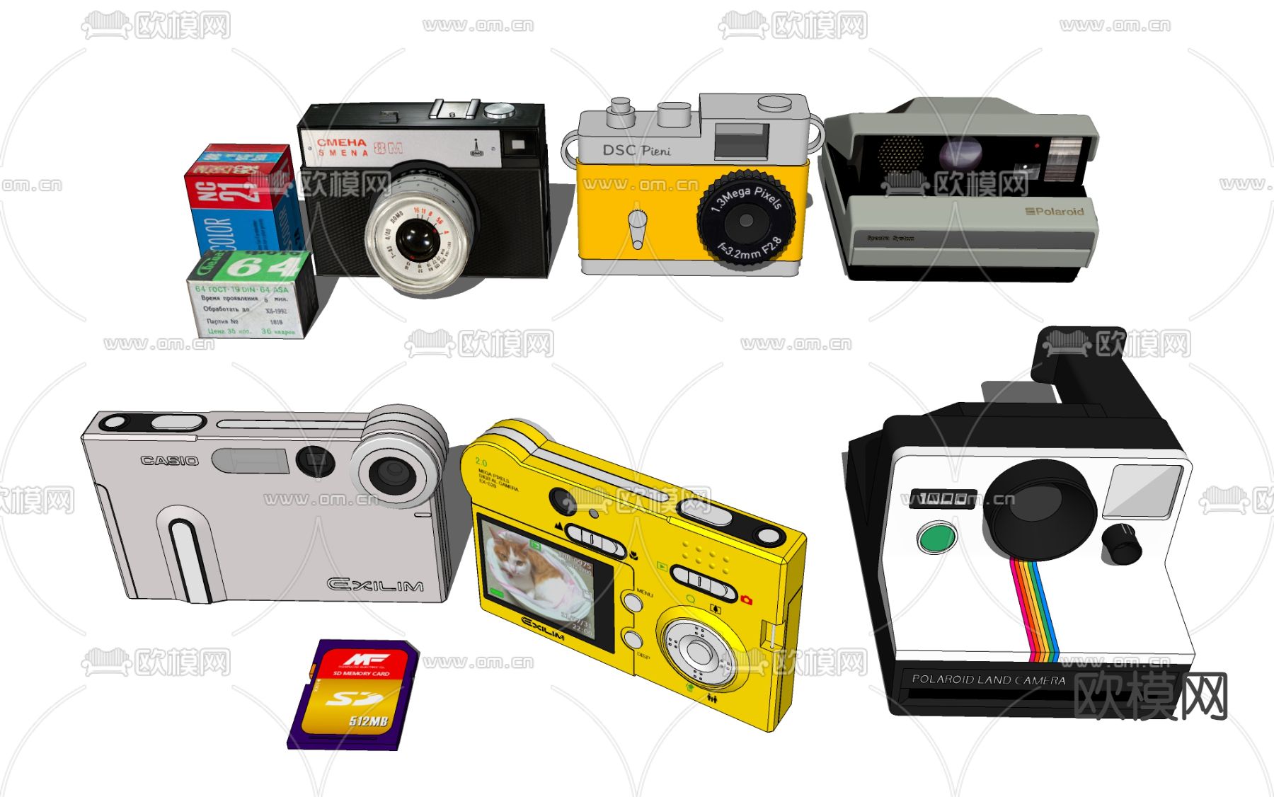 卡片机相机 拍立得su模型下载（渲染图1）