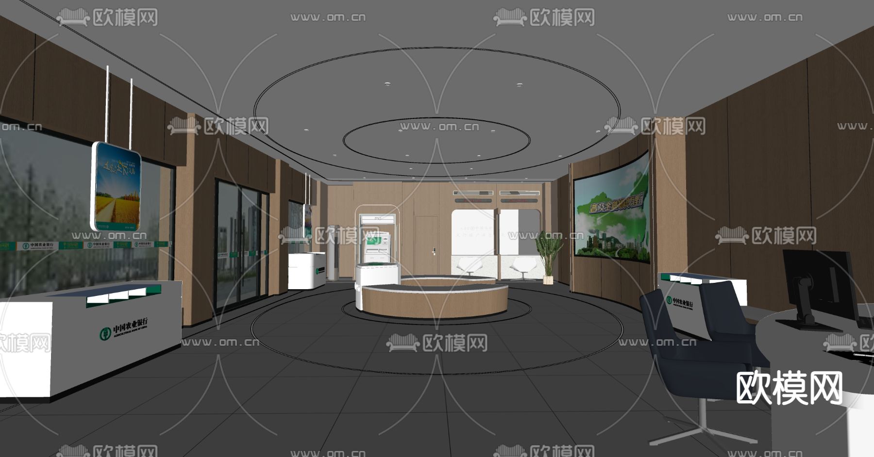 现代农业银行su模型下载（渲染图3）