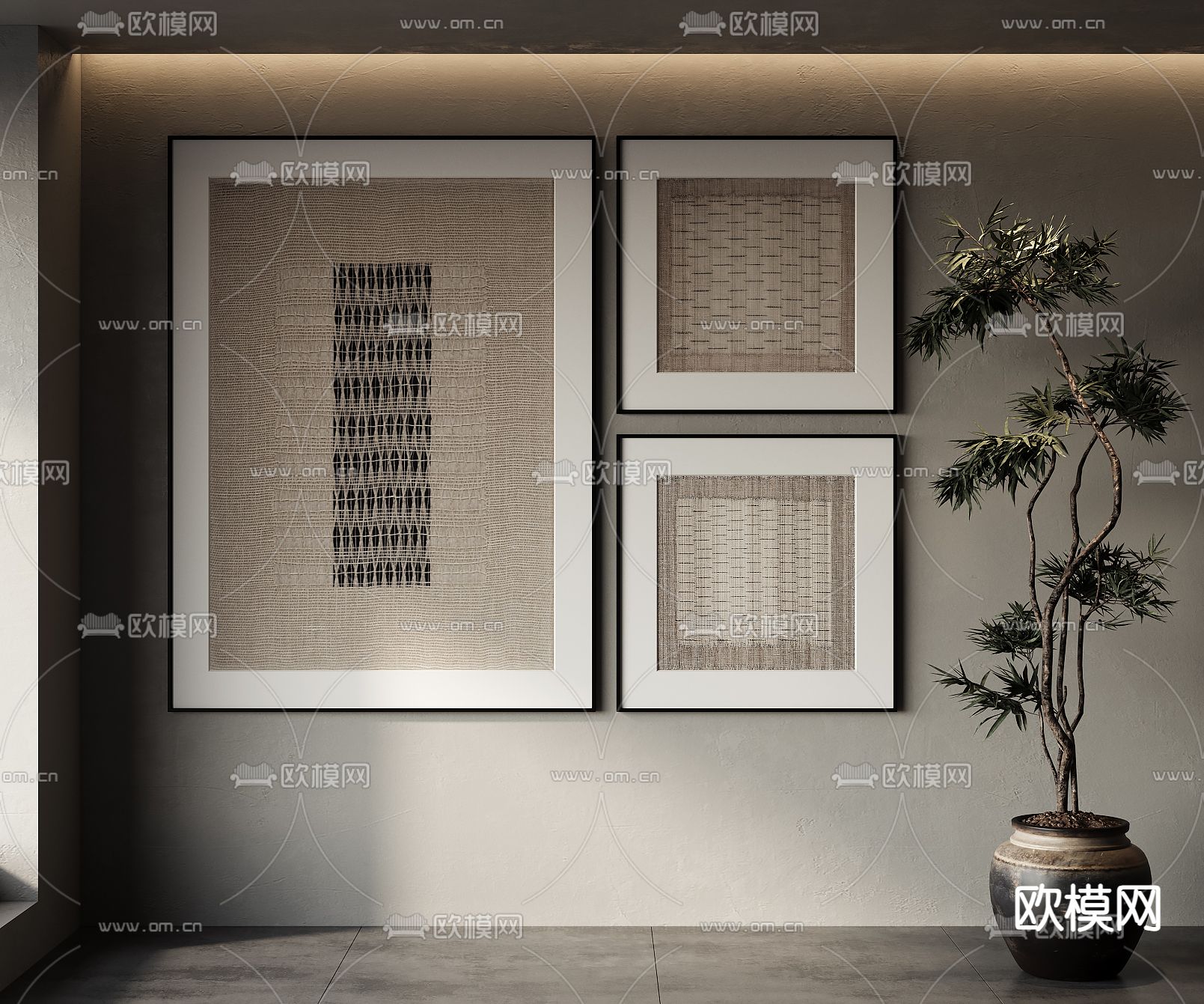 侘寂风装饰画su模型