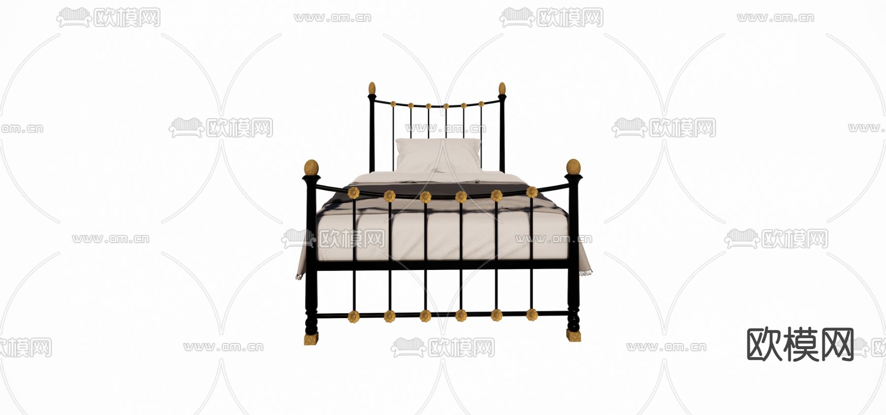 单人床su模型下载（渲染图3）