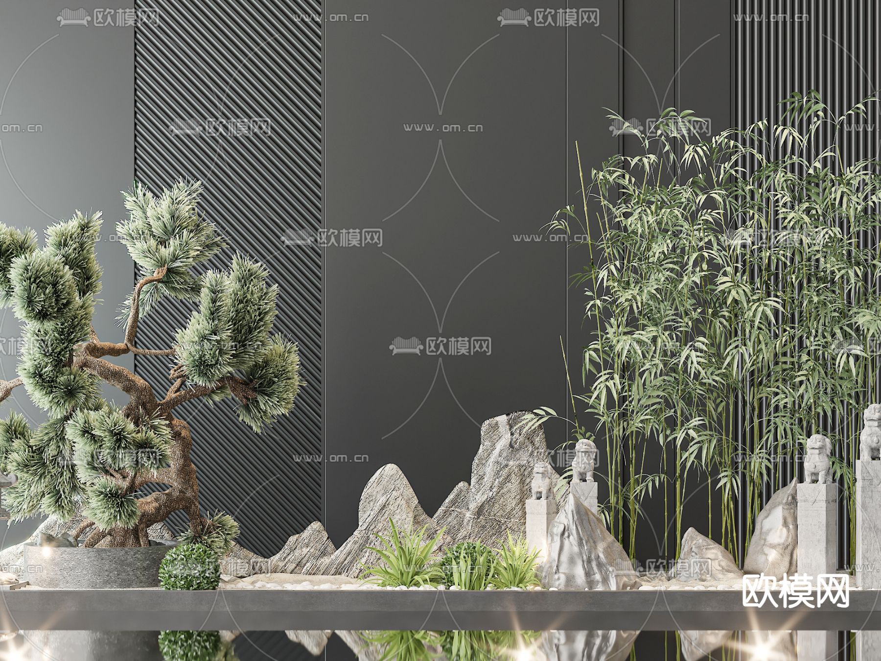 室内造景 植物堆3d模型下载