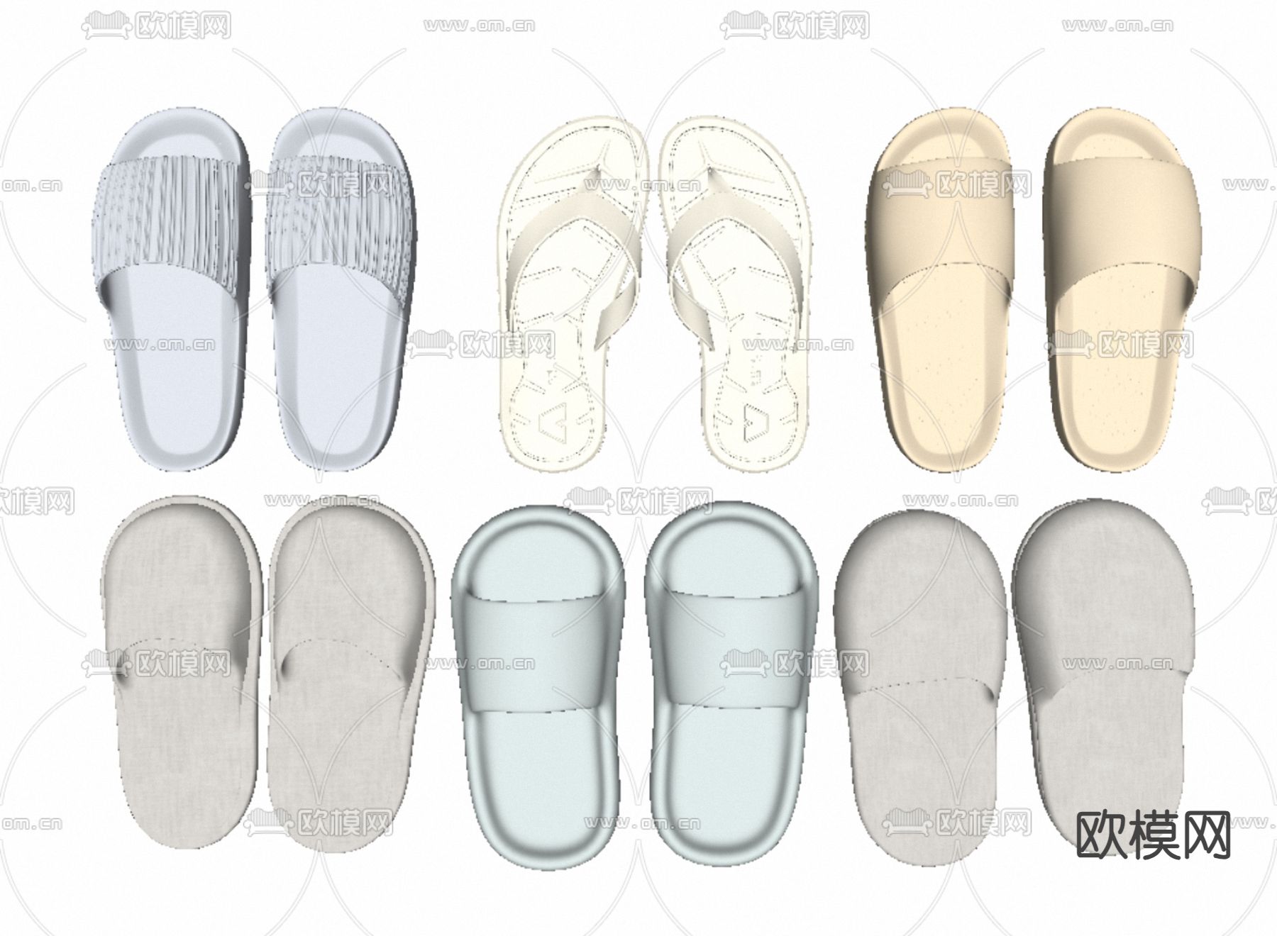 鞋子 拖鞋su模型下载（渲染图2）