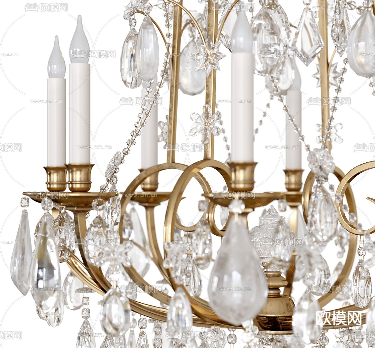 欧式水晶吊灯 大堂灯3d模型下载（渲染图2）