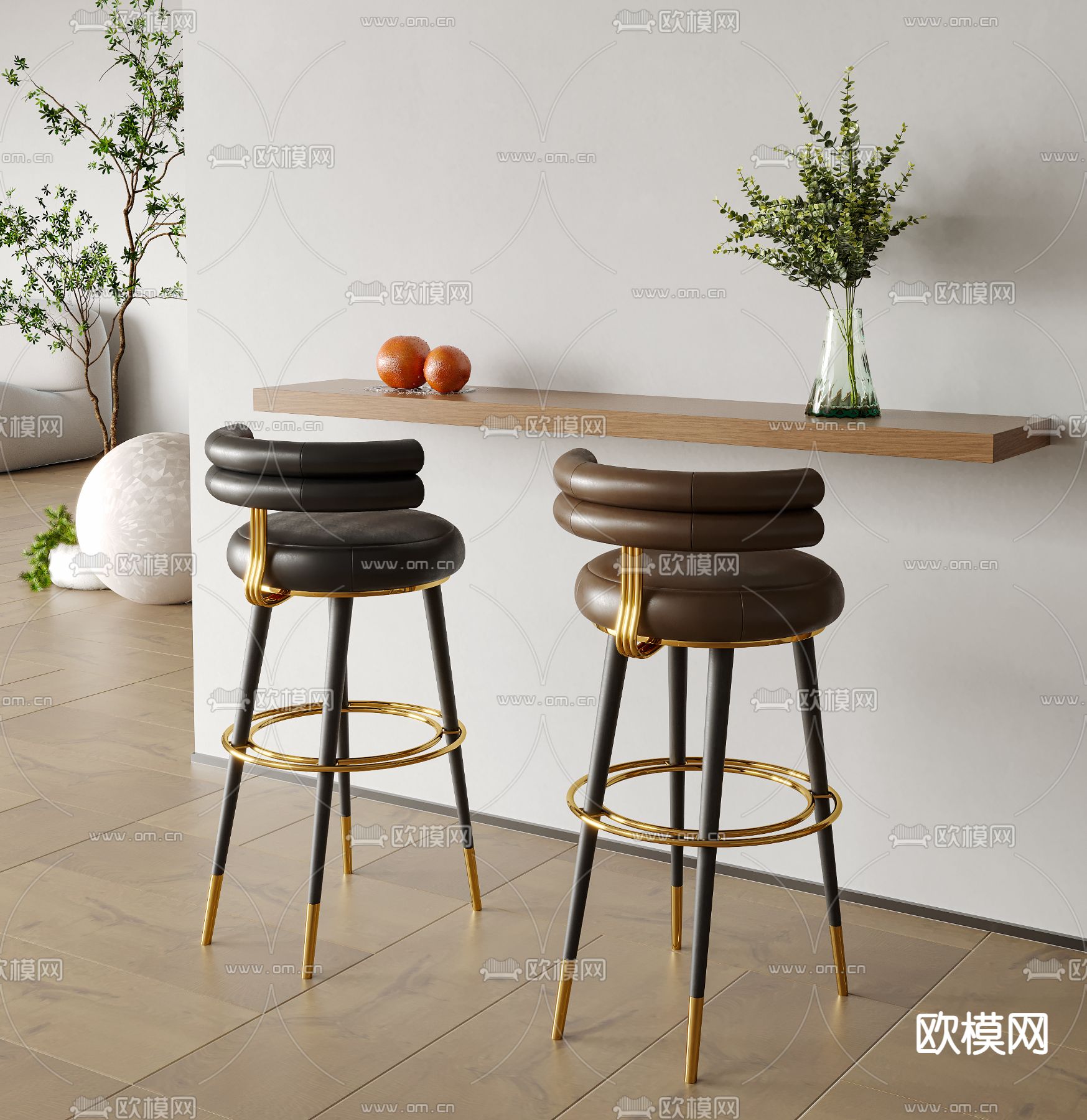 现代吧椅su模型下载（渲染图1）