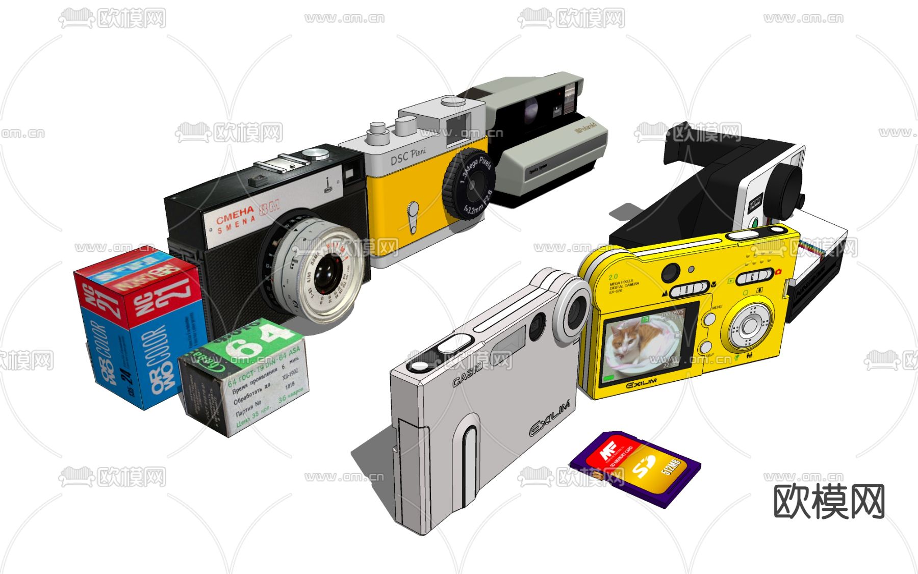 卡片机相机 拍立得su模型下载（渲染图2）