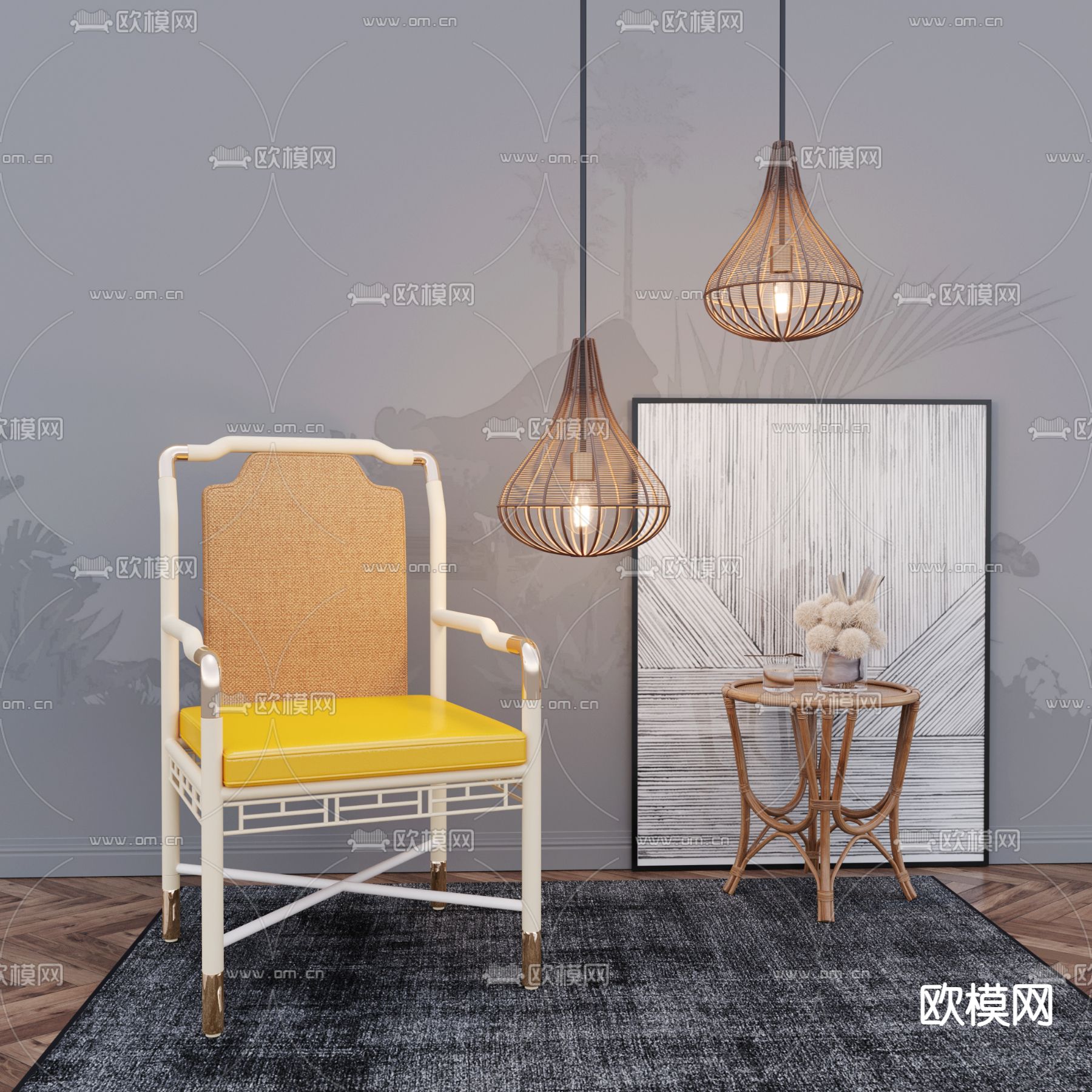 中式椅子 休闲椅3d模型下载