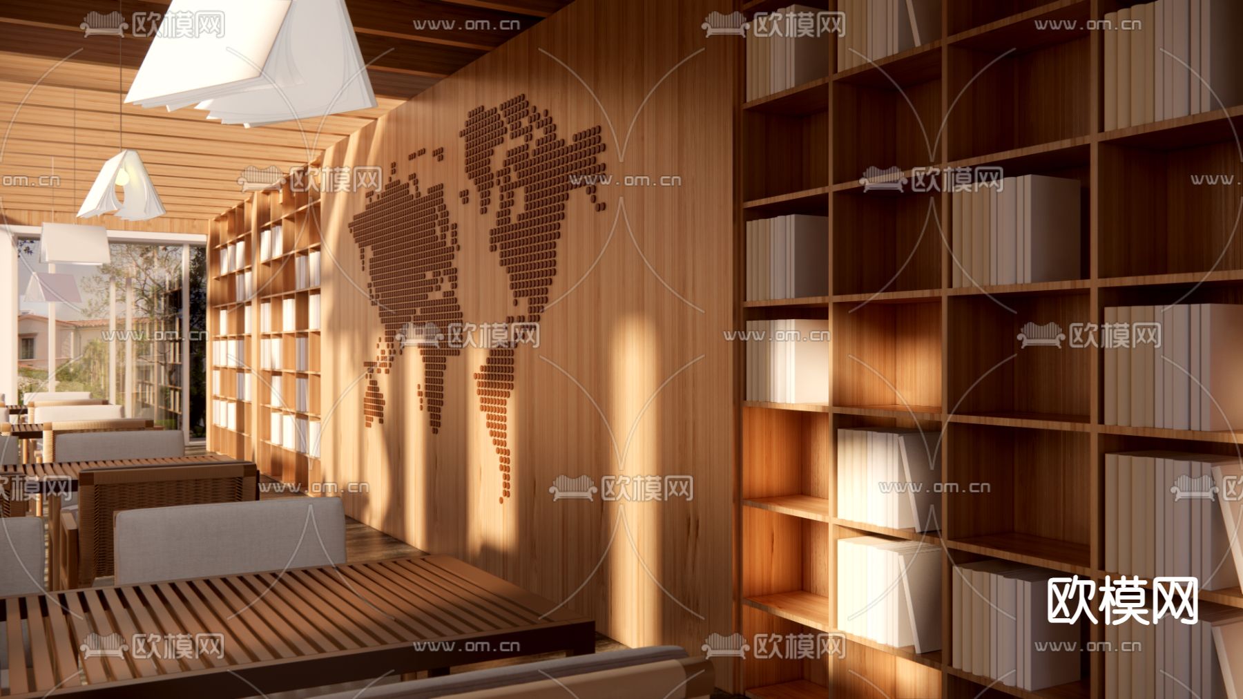 现代图书馆su模型下载（渲染图3）