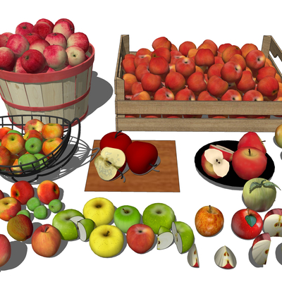  苹果 水果su模型 