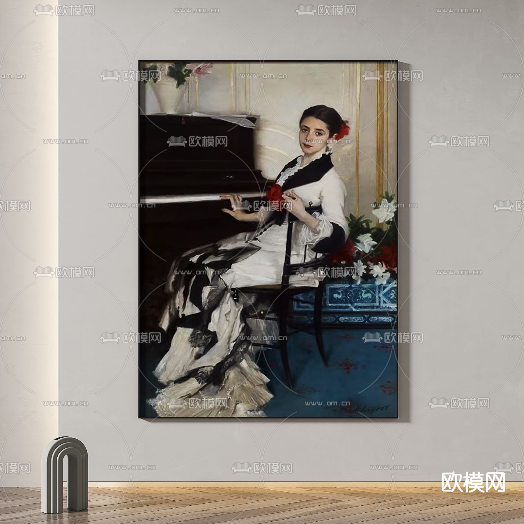 北欧油画 人像画 装饰画3d模型下载