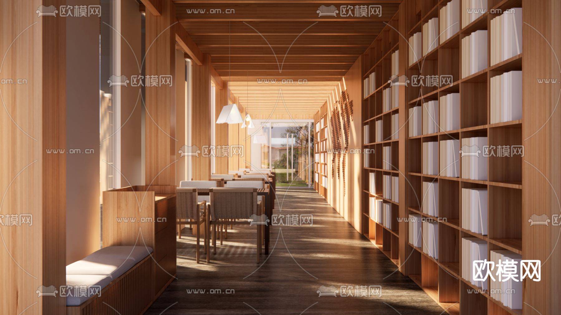 现代图书馆su模型下载（渲染图1）