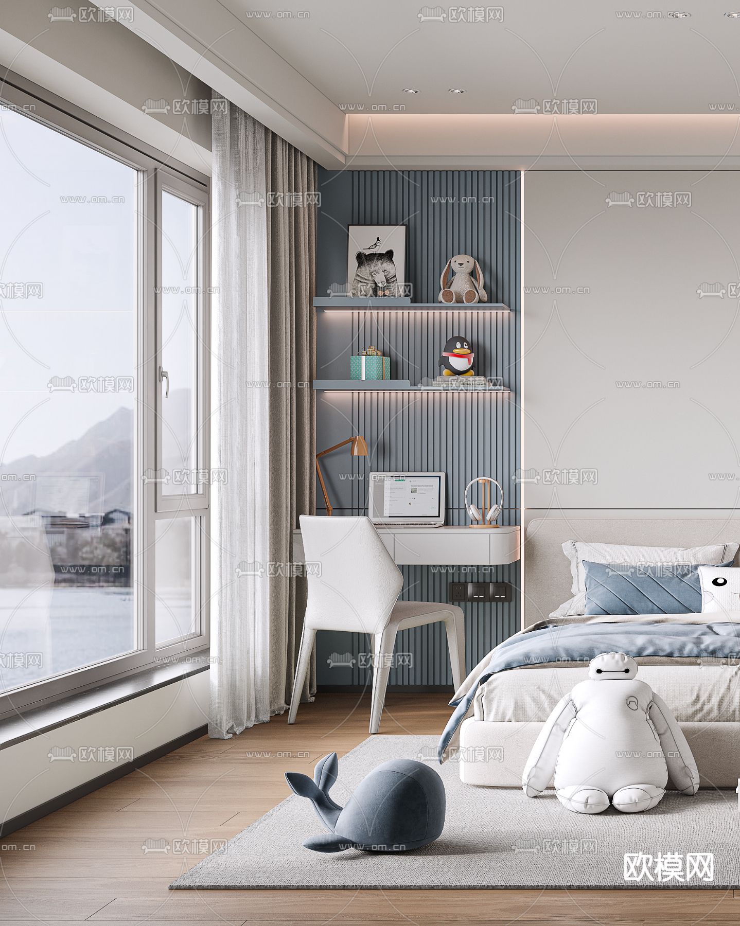 现代儿童房 男孩房 小孩房3d模型下载（渲染图3）