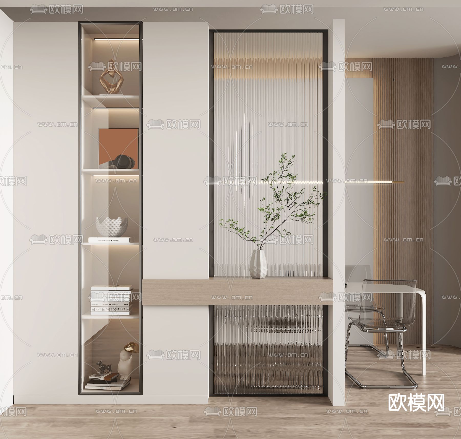 现代玄关隔断su模型下载（渲染图1）