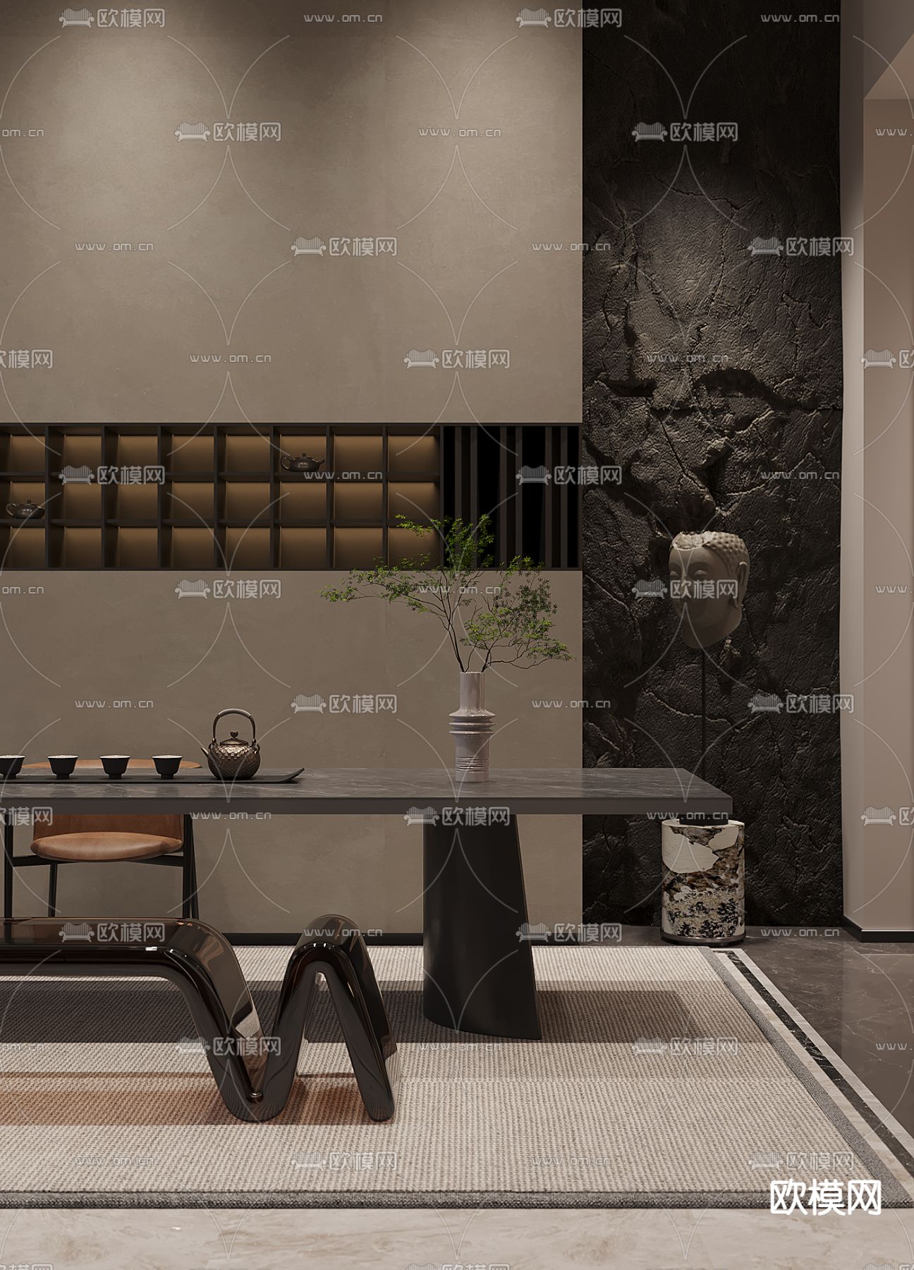 别墅客厅 别墅中空3d模型下载（渲染图2）