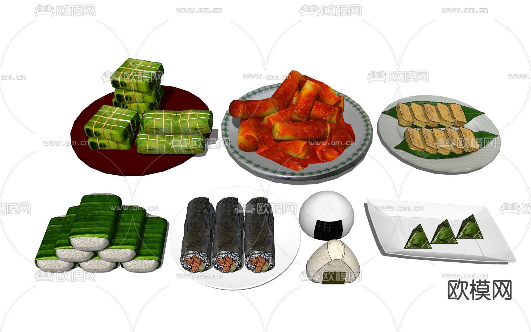 饭团 年糕 粽子su模型下载（渲染图1）