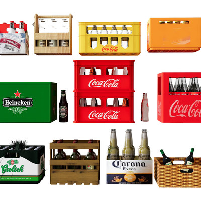  酒具 酒瓶酒水 转运框su模型 