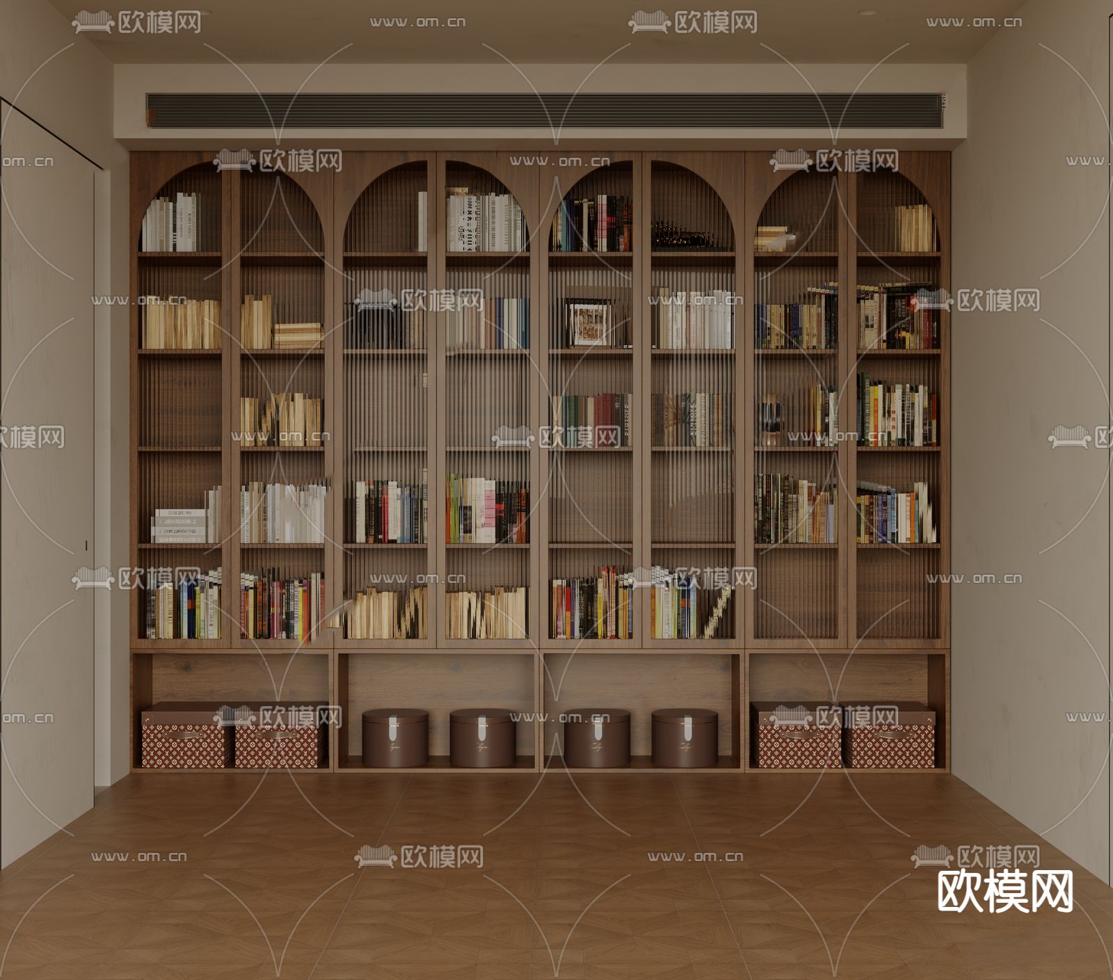 中古书柜su模型下载（渲染图1）