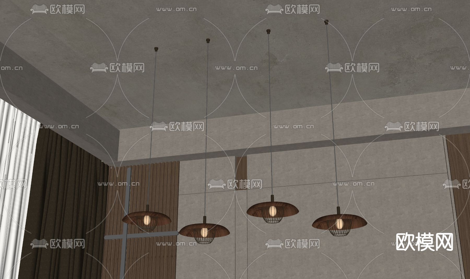 现代吊灯su模型下载（渲染图2）