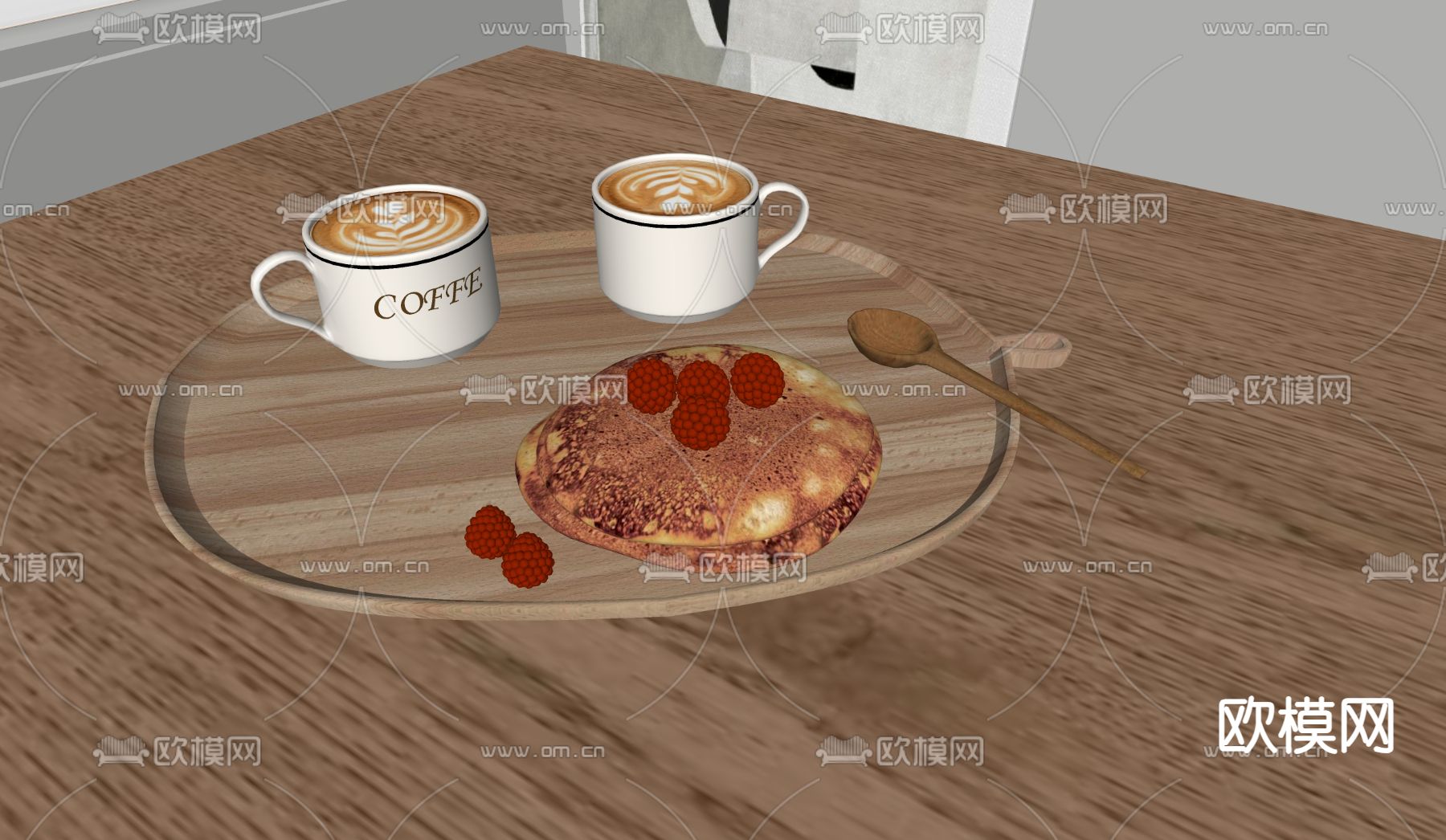 咖啡 食物饮料 托盘su模型下载（渲染图2）
