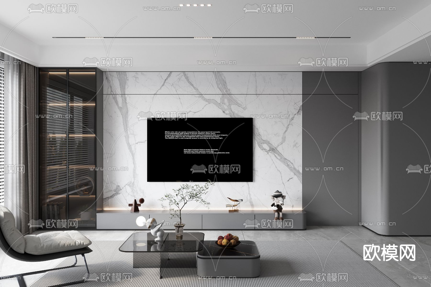 电视背景3d模型下载