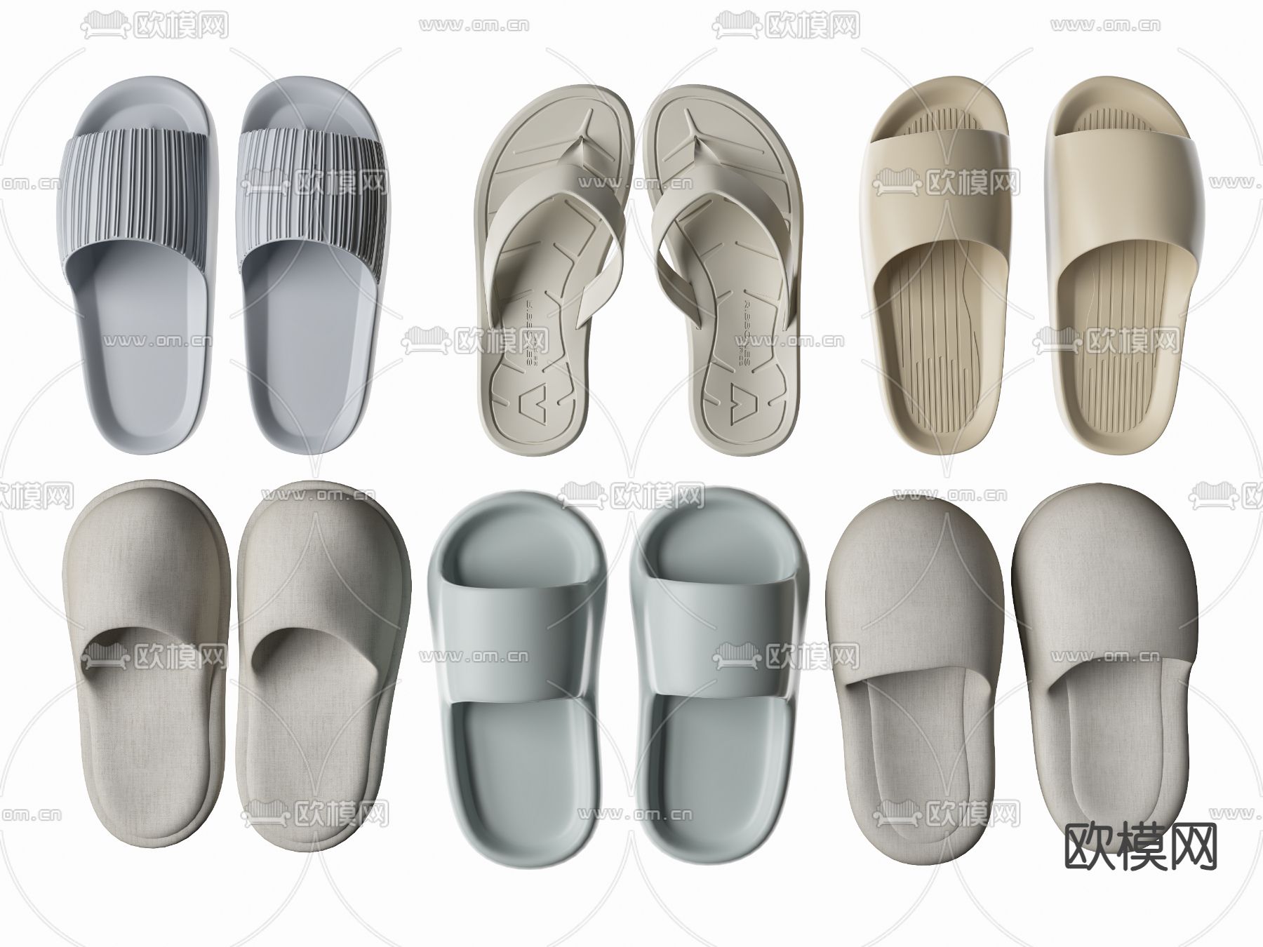 鞋子 拖鞋su模型下载（渲染图1）