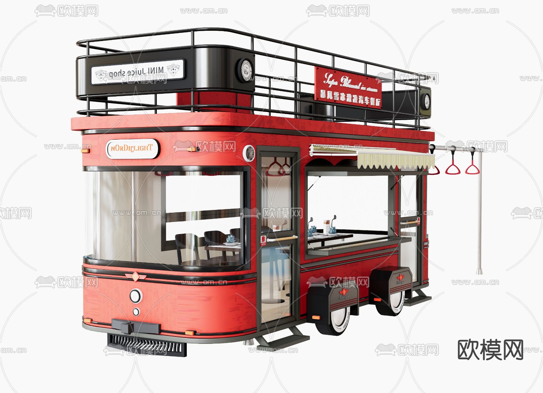 外卖车 餐车su模型下载（渲染图1）