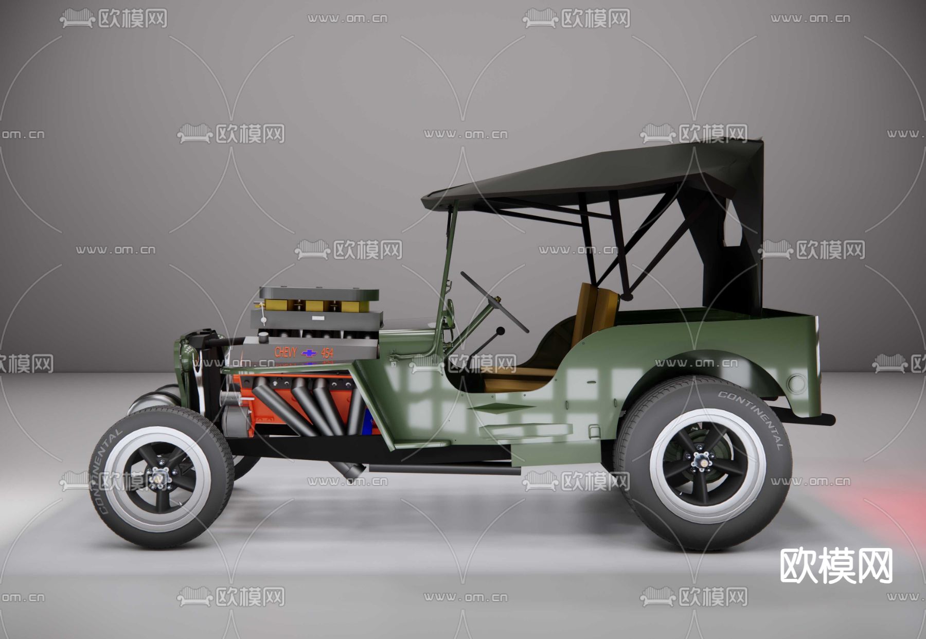 老爷车 吉普车su模型下载（渲染图3）