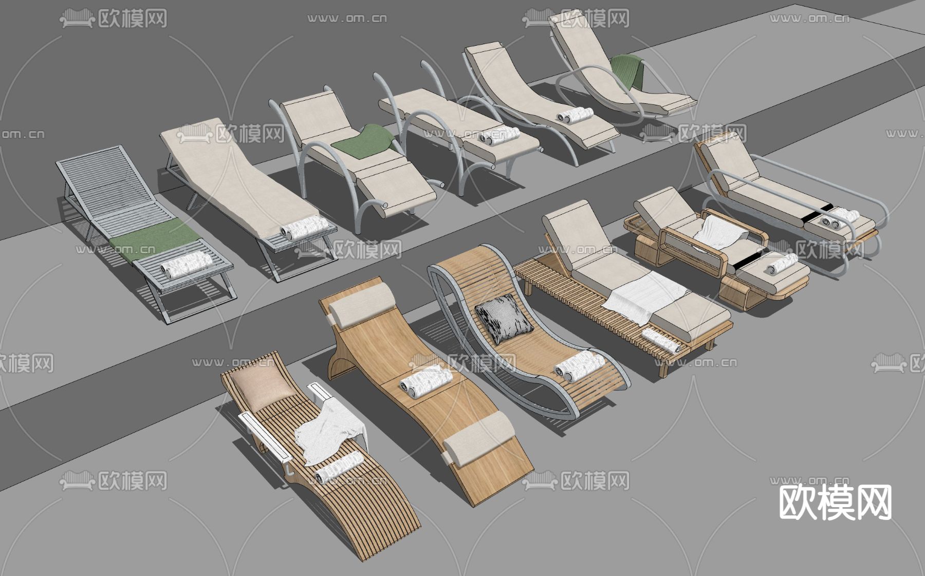 户外椅 沙滩椅su模型下载（渲染图2）