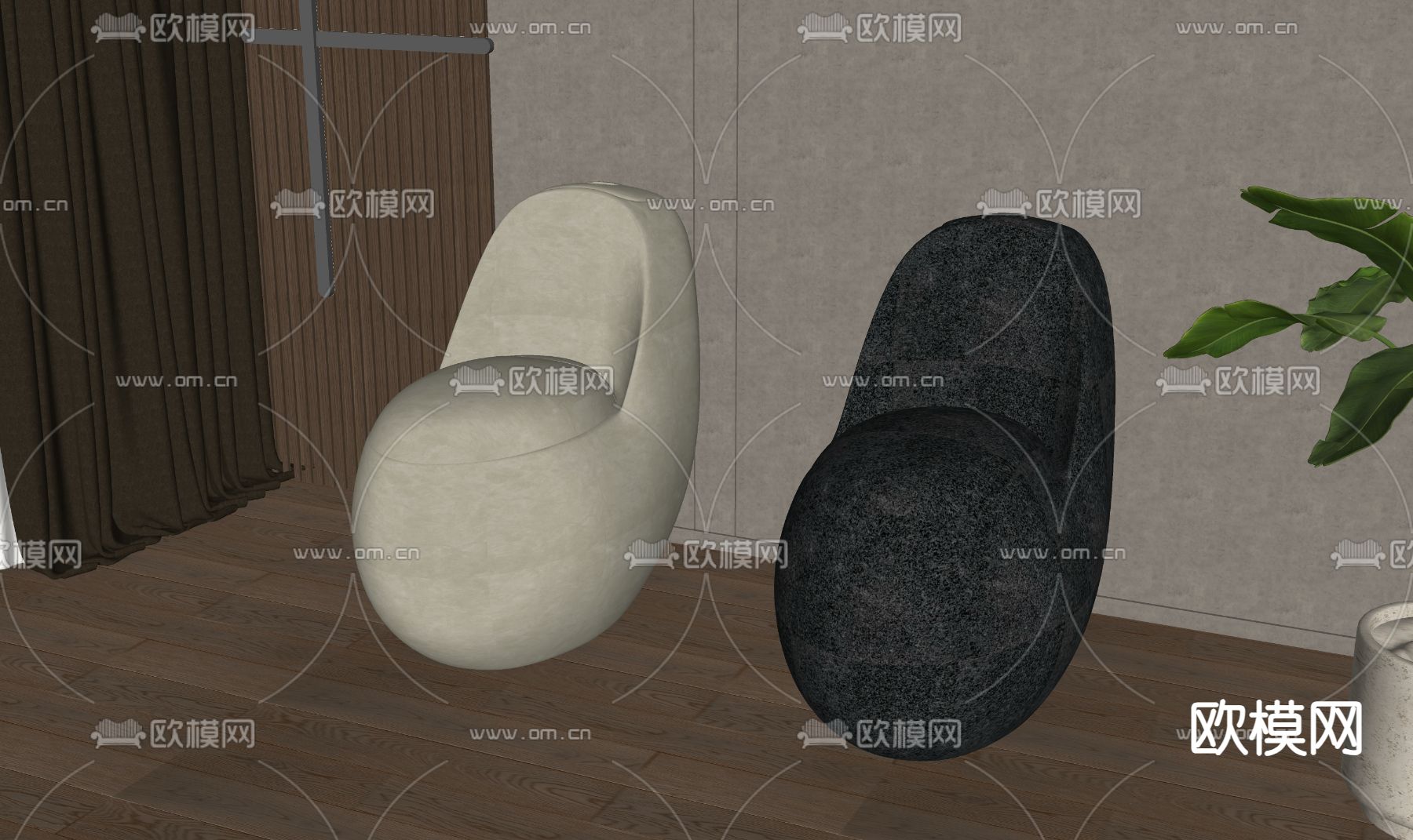 现代马桶su模型下载（渲染图2）