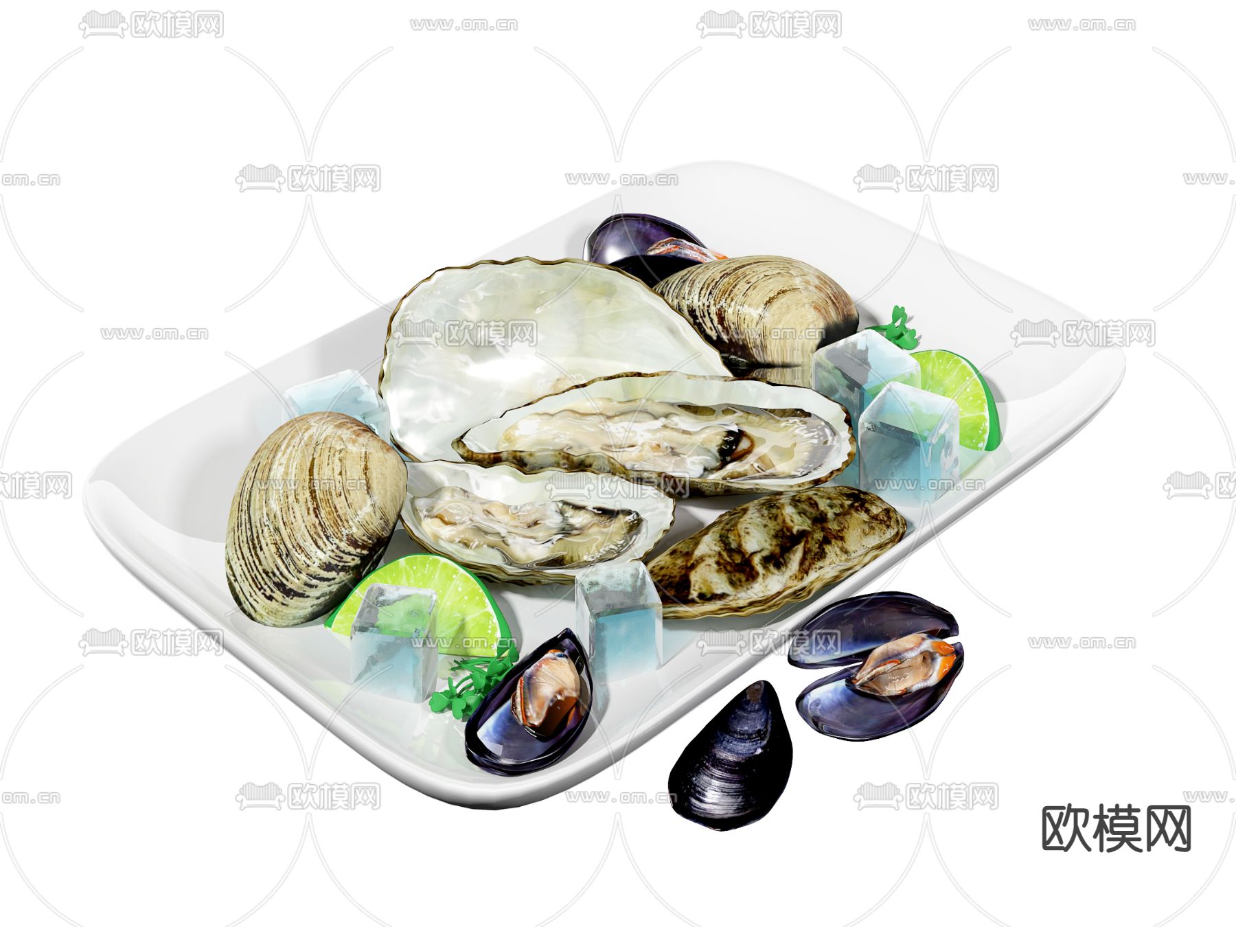 超市海鲜 生鲜生蚝su模型下载（渲染图1）