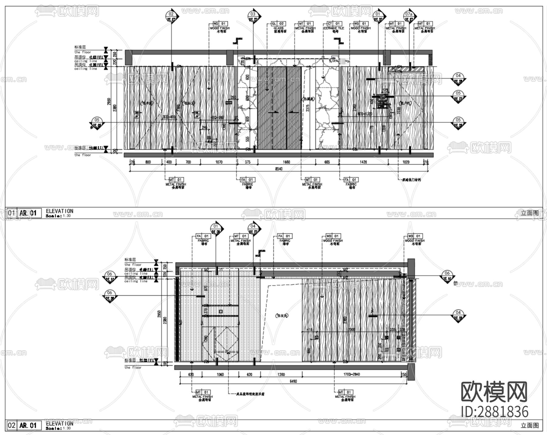 平层cad施工图下载（渲染图5）