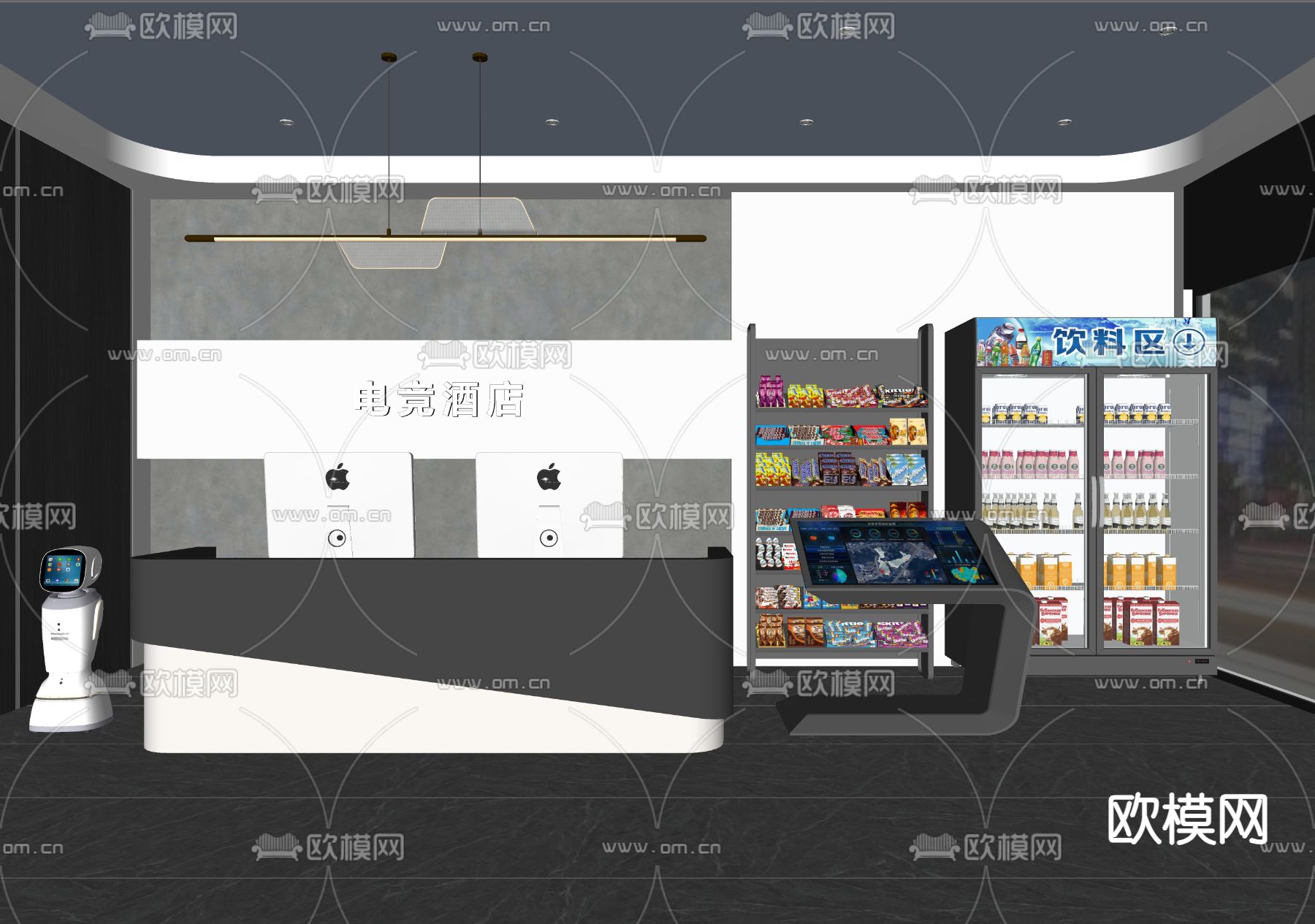 电竞酒店大堂su模型下载（渲染图2）