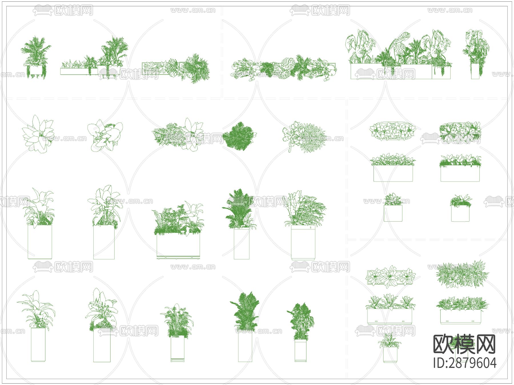 植物小品花池花箱盆栽CAD施工图下载