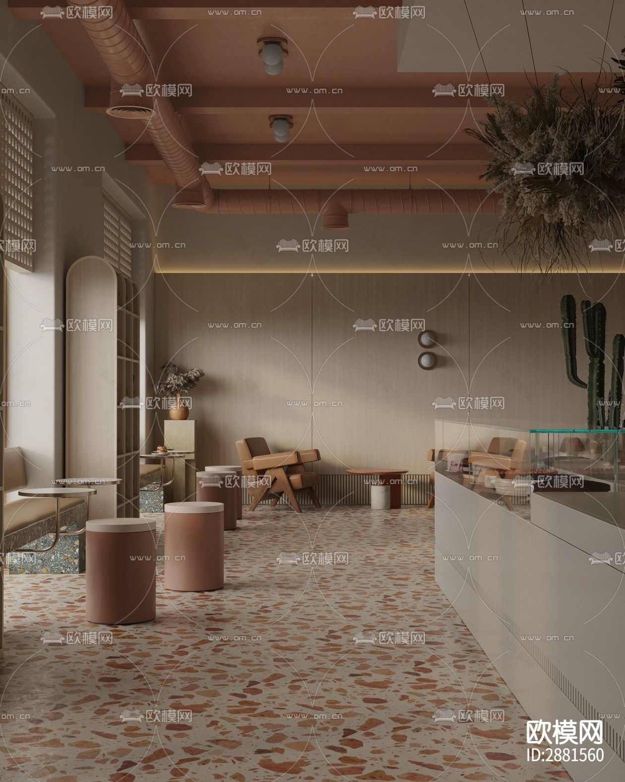 咖啡店cad平面布置图下载（渲染图5）