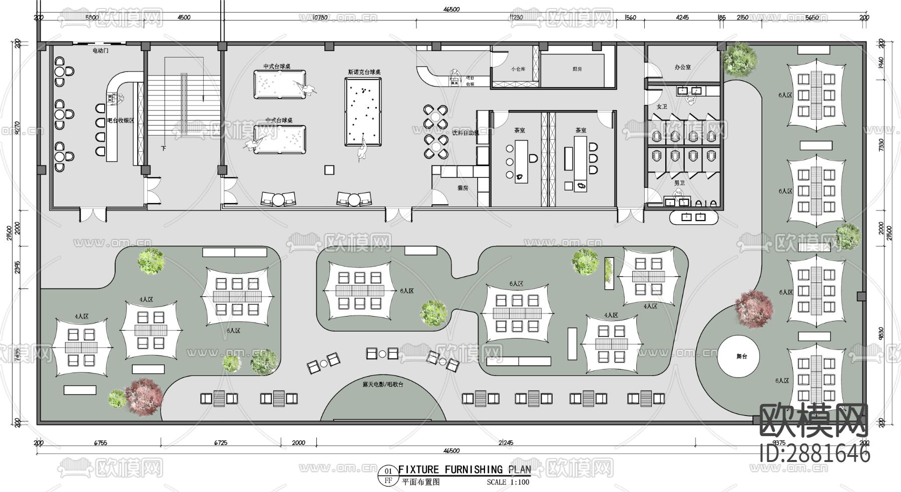 酒吧cad平面布置图下载