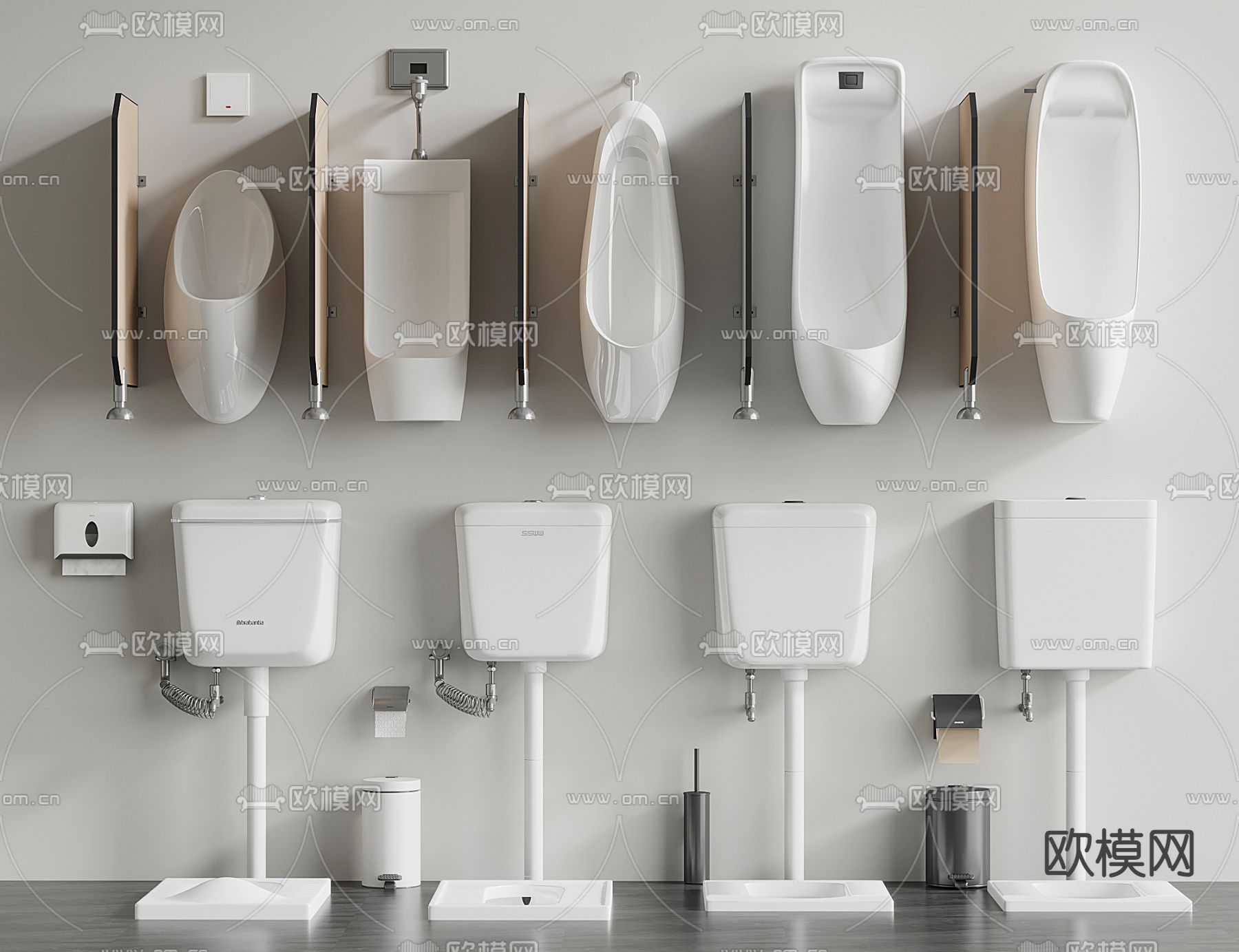 蹲便器 小便斗su模型下载（渲染图1）