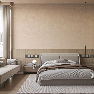  侘寂风酒店客房su模型 