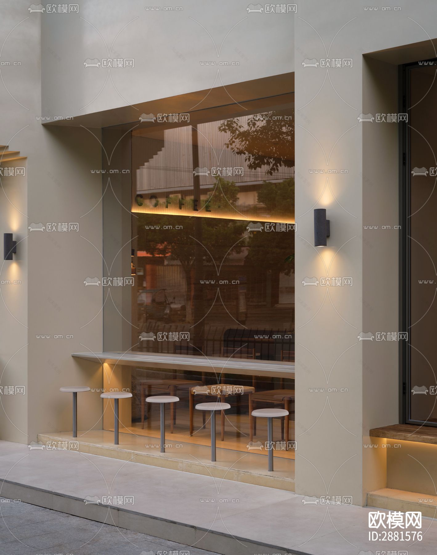 咖啡店cad平面布置图下载（渲染图2）