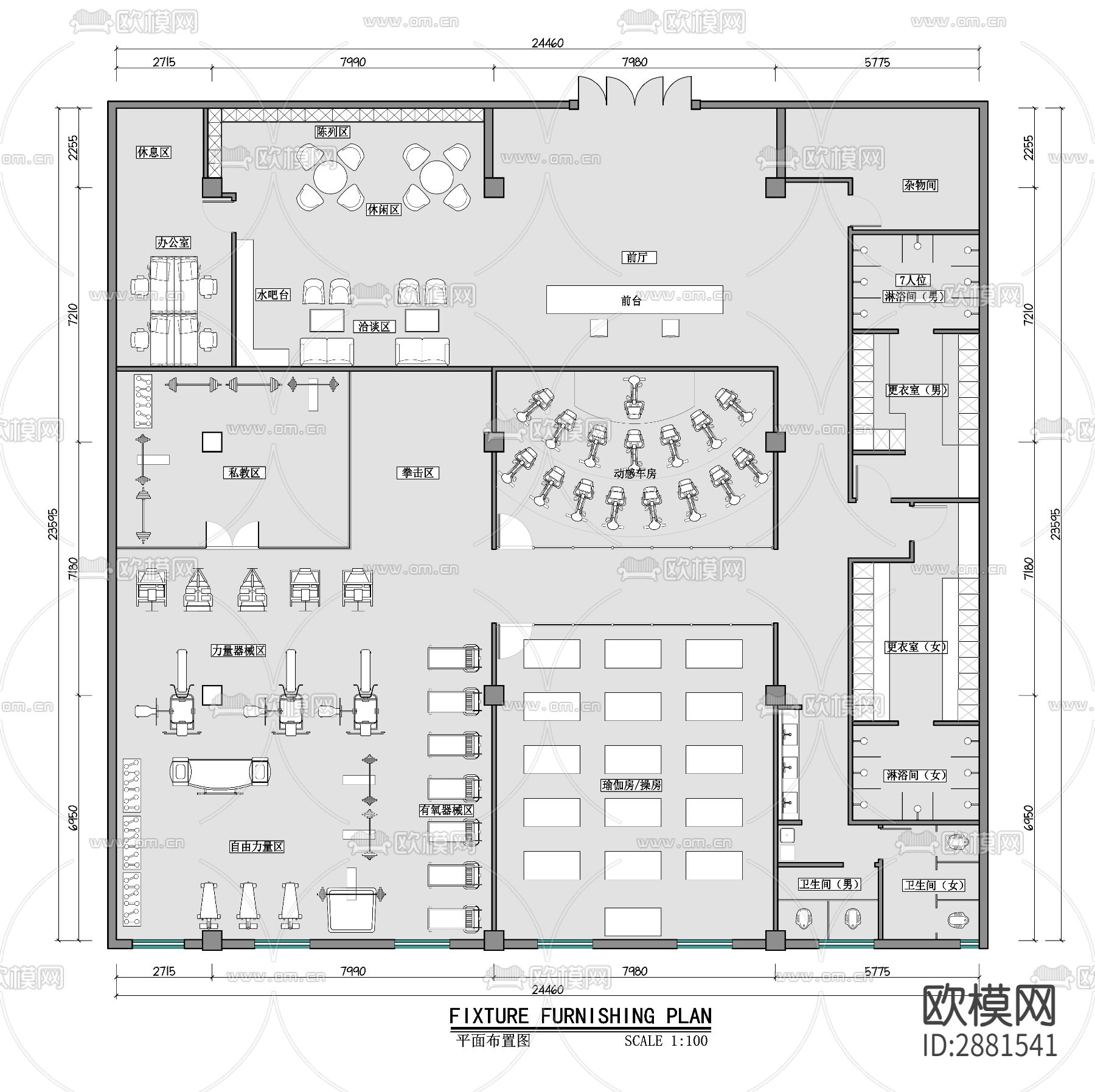 健身房CAD平面图下载